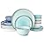 Sweese 18-Piece Porcelain Round Dinnerware Set Service for 6, Cool Assorted Colors