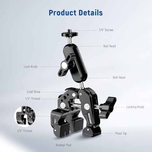 Image of NEEWER Super Clamp with 3 inch Dual Ballhead Magic Arm Camera Phone Mount, ST88