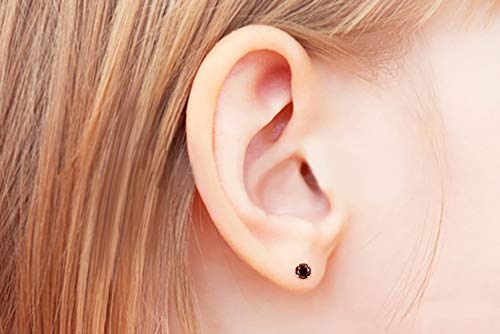 14K Yellow Gold and Red Diamond Stud Earrings for Women, Screw back finding, Hypoallergenic, Gift Ready Packaging2