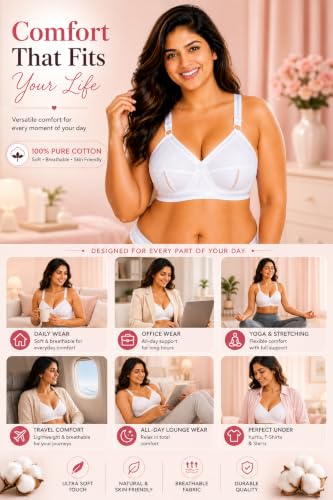 Image of SONA Perfecto Plus Size Cotton Full Coverage Bra for Women Heavy Bust