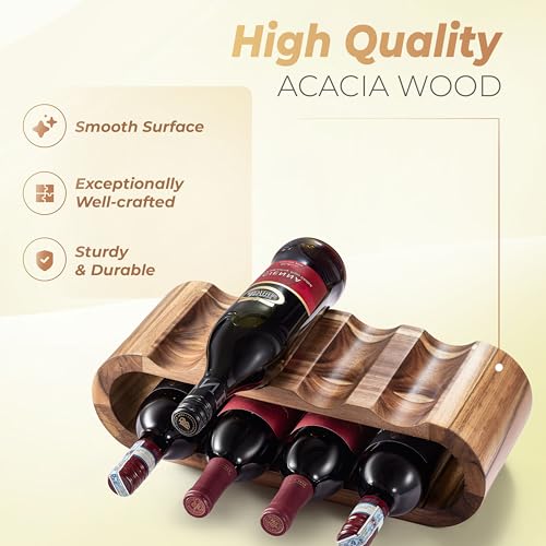 BLUEWEST Wooden Countertop Wine Rack – 8-Bottle Acacia Wine Holder Stand – Freestanding Wine Storage – Great for Home Decor No Assembly Required - Image 5