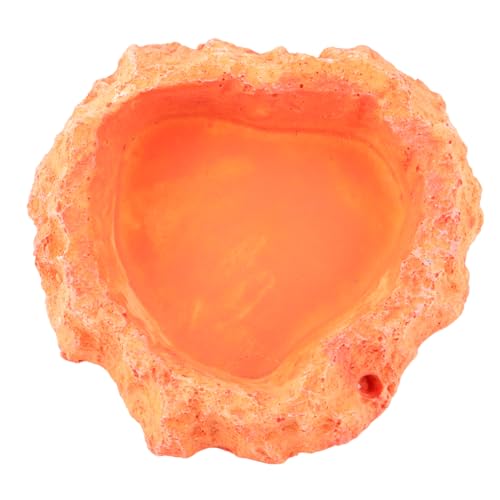 VANZACK Simulation Bowl for Reptiles Orange Skid Feeding Dish for Lizards and Turtles Odorless Food and Water Storage Container Easy Clean Reptile Feeder for Crawling Pets