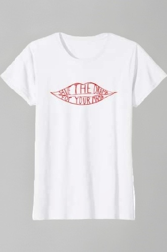 Save The Drama for Your Mama - Printed Cotton Blend Tshirt for Women (White) Gift for Friend