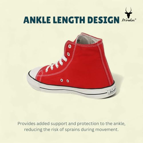 Image of Hirolas Men's Vulcanized Canvas Rubber Toe High Ankle Skateboard Sneakers Shoes.