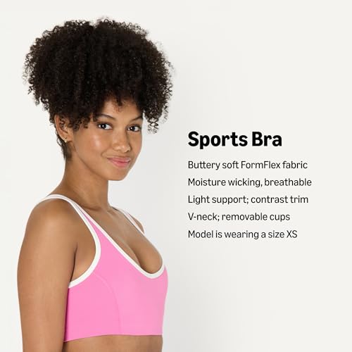 Image of Amazon Essentials Women's Active FormFlex Buttery Soft Light Support V-Neck Sports Bra with Contrast Trim
