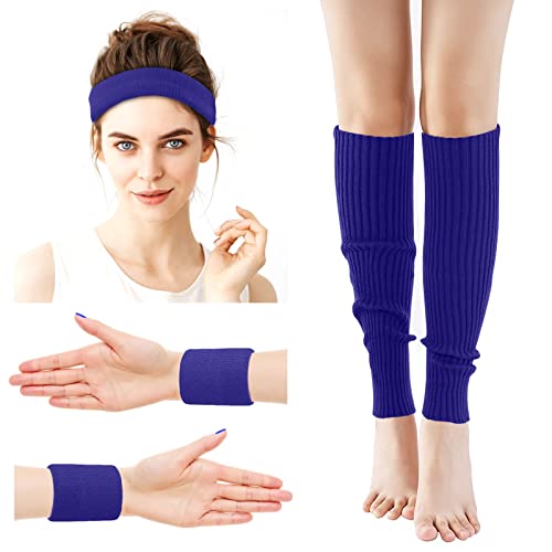 Image of ONUPGO Leg Warmers for Women 80s Sport Headband Wristbands Neon Leg Warmers Set - 80s Workout Clothes 90s Outfit for Women