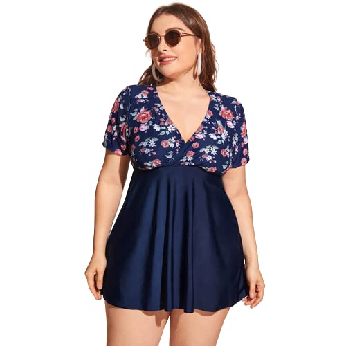 Plus CurvvesPlus Floral Flounce Bikini Swimsuit - XL - 7XL