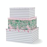 SLPR Decorative Storage Cardboard Boxes (Set of 3, Tropical) | Nesting Gift Boxes with Lid for Keepsake Toys Photos Memories Closet Nursery Office Bedroom Decoration
