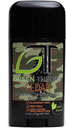 Green Theory Cedar Probiotic Natural Deodorant - Aluminum Free, Hunting, Scent Masking - Tree Scent Collection - 2.65 Ounce Stick