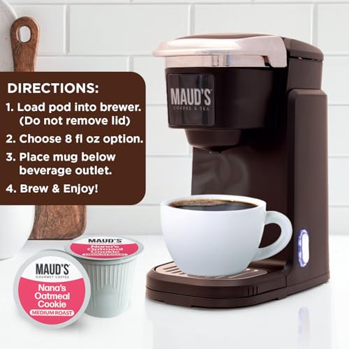 Image of Maud's Oatmeal Cookie Flavored Coffee Pods, 18ct | Medium Roast Coffee in Single Serve Pods - 100% Arabica Coffee, Compatible with Keurig Coffee Makers