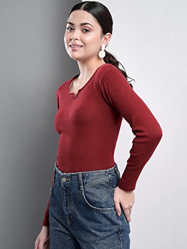 Image of Q - RIOUS Women's Solid Full Sleeve Scoop Neck Top