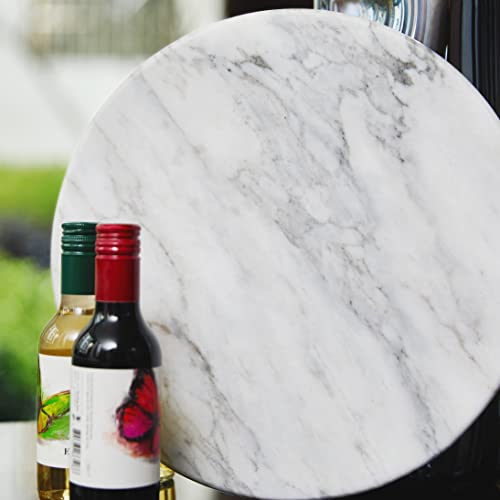 Kota Japan Premium Natural Stone Marble Round Cutting, Serving And Cheese Tray Board | 11.75" X 0.75" Stone Plate For Kitchen, Parties Or Bathroom Vanity #TOP3