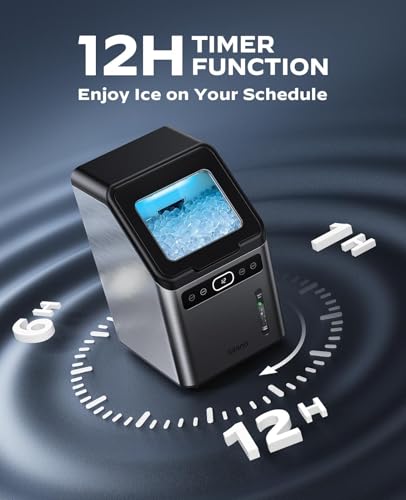 Image of Silonn Nugget Ice Makers Countertop,Timer Pebble Ice Maker with Soft Chewable Ice, 44lbs per Day Ice Machine with Self-Cleaning,One-Click Operation, Stainless Steel