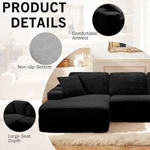 Modular Sectional Sofa, Convertible Sofa Bed, No Assembly Required Cloud Couch with Deep Seat, Modern L-Shaped Boneless Sofa for Living Room (Black) — photo 6 of 6
