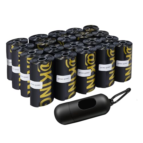 @KING@SKD Dog Poop Bags, 20 Rolls (300 Bags) Dispenser, Walking and Training Puppy Accessories, Hands-Free Carrier, Supports Small, Medium, Large Breeds. Committed to Give Back to Charity