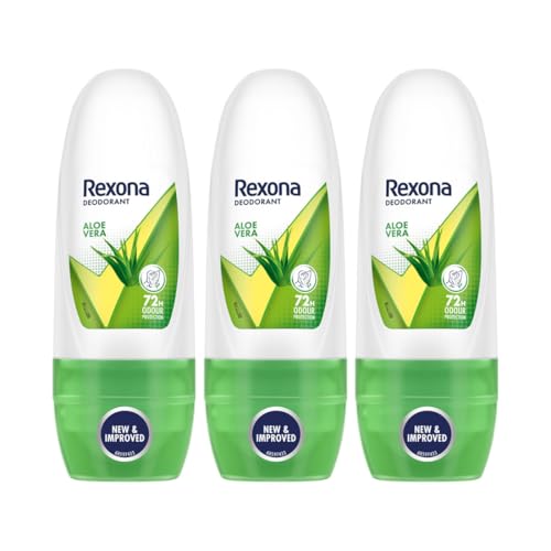 Rexona Aloe Vera Underarm Roll-On Deodorant for Women | 72 Hours Long-Lasting Odour Protection | 0% Alcohol, Safe on Skin | 25ML (Pack of 3)