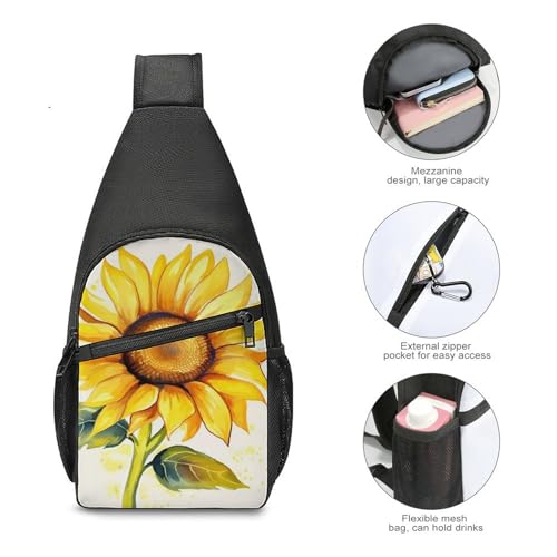Morrales tipo sling con diseño girasol acuarela miniatura 5