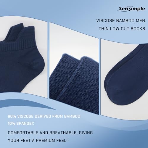 SERISIMPLE Thin Viscose Bamboo No Show Sock Men Low Cut Socks Odor Resistant Breathable Sock 5 Pairs4