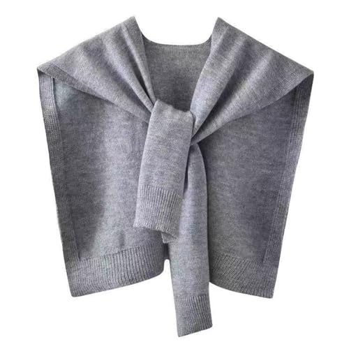 Image of WaJuemy Sweater Shawl Wraps for Women Sweater Knitted Knotted Shawls Travel Casual Scarf Cape Shoulder Tops Fashion Wrap (3Grey)