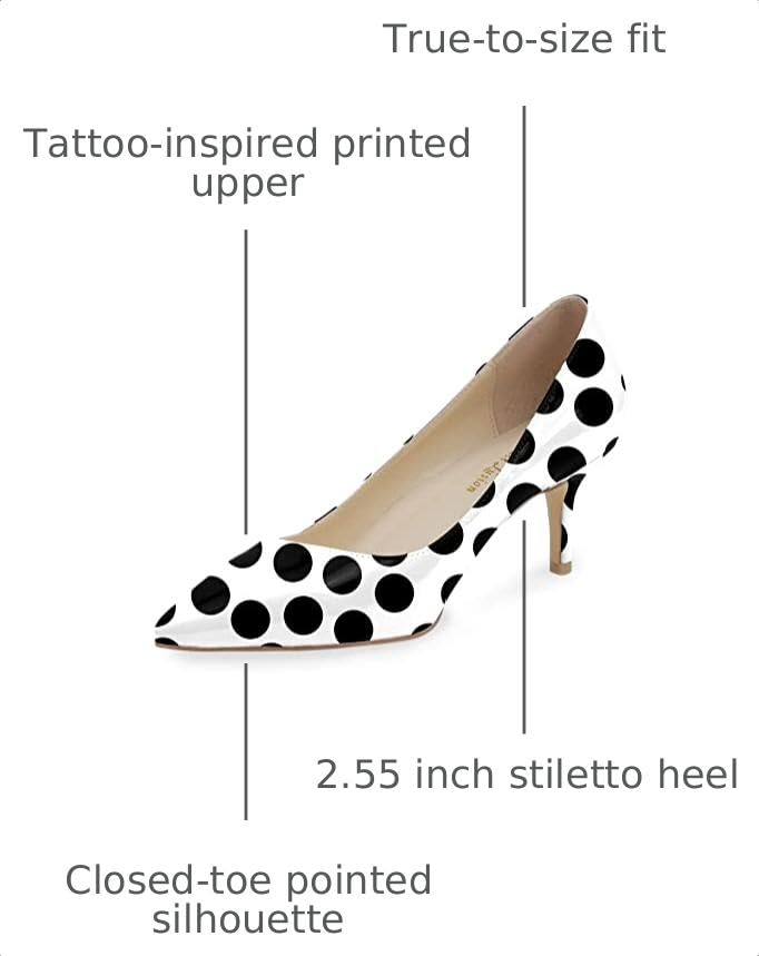 Image of Reindee Lusion Womens Low Kitten Comfortable High Heels Music Note Printed Closed Toe Sexy Pumps Shoes