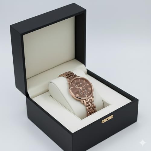 Image of STYLEDOSE Women's Luxury Black Analog Watch - Rose Gold Roman Numerals with Stylish Metal Chain Strap Wrist Watches for Women's & Girls&Miss&Ladies