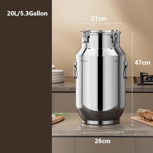 Airtight Stainless Steel Cereal Storage Containers - 20L Metal Food Storage Canisters for Flour, Pasta, Sugar & Kitchen Pantry Organization - Durable & Space-Saving Solution