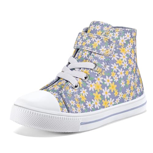 Image of K KomForme Toddler High Top Sneakers Canvas Shoes with Hook and Loops | Lightweight, Breathable