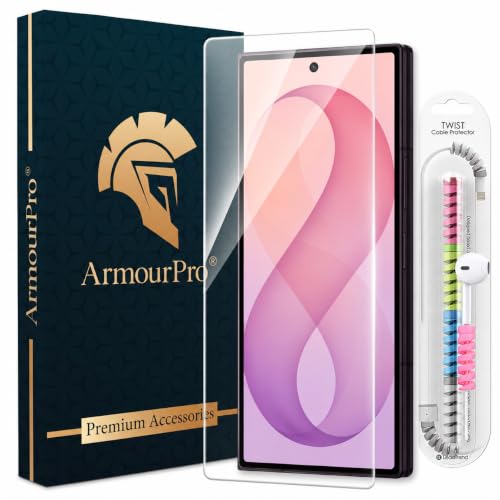 Image of ArmourPro Premium Borderless Tempered Glass for Samsung Galaxy Z Fold 8 Ultra, HD Clear Screen Protector, Anti-Dust Speaker Mesh, 9H Hardness, Edge-to-Edge Fit, Case Friendly & Cable Protector