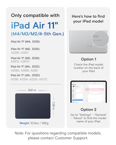 Image of MOFT Dynamic Folio Case for iPad Air 11-inch (M3 2025 / M2 2024) & iPad Air 10.9-inch 5th 4th Generation 2022 2020, Silm Magnetic Stand Case with 20+ Viewing Angles, Auto Wake /Sleep,Navy Blue