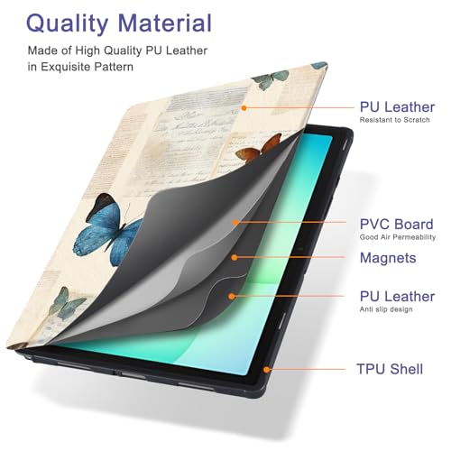 Image of CoBak Case for Samsung Galaxy Tab A11+ Plus 11 inch 2025, Multi-Viewing Angles, All New PU Leather Folio Stand Cover with Auto Sleep Wake Feature for Samsung Galaxy Tab A11+ Tablet 11-inch, Butterfly