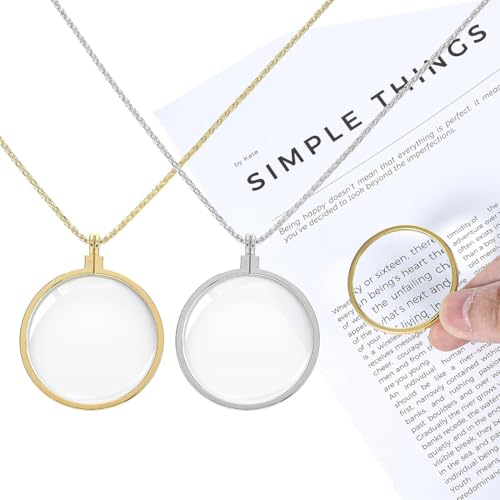 Monóculo Lupa 5X en Collar para Mujer - Colgante Lente de Cristal para Leer Cartas, Bisutería y Manualidades
