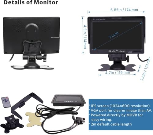 Image of 4 Channel 1080P AHD Mobile Vehicle Car DVR Black Box Video Recorder Kit with 4pcs Waterproof Side Rear View Backup Night Vision IR Car Camera 7 inch HD Car Monitor