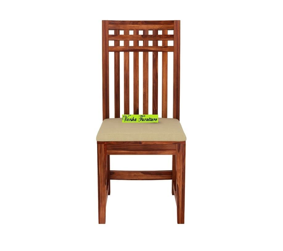 Image of Varsha Furniture Solid Wood Dining Chair Set for Dining Room Set of 2 | Wooden Study Chairs | Multipurpose Chair Made with Indian Sheesham Wood | Honey Finish