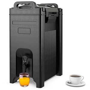 COSTWAY Insulated Beverage Dispenser, 5 Gallon Ice and Hot Drink Server with Handles for Catering, Food-grade LLDPE Material, Keep Hot Chocolate Coffee Tea Warm, Hot beverage Dispenser for Party