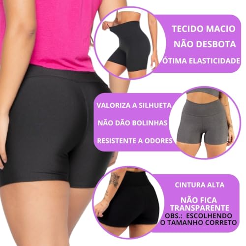 Short Legging Meia Coxa Feminino Curto Bermuda Suplex Cintura Alta Levanta Bumbum Fitness Academia (