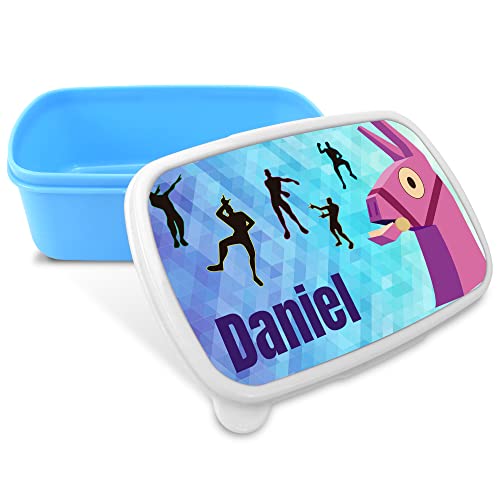 LolaPix Caja merienda infantil. Caja merienda con nombre. Fiambrera infantil. Apta microondas y libre BPA, Filatos y metales pesados. Regalos personalizados. FORNITE