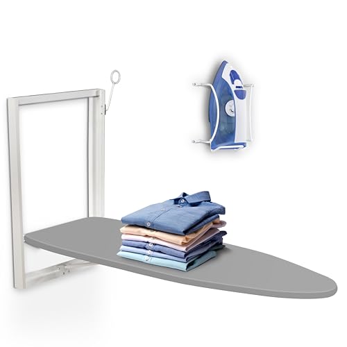Ivation Wall-Mounted Ironing Board | Foldable 36.2” x 12.2” Ironing Station for Home, Apartment & Small Spaces | Sturdy Folding Board, Easy-Release Lever, Removable Cotton Cover