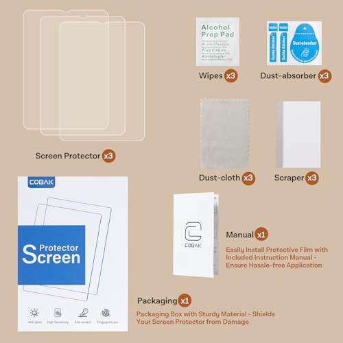 CoBak 3 Pack HD Screen Protector for 7" Kindle Paperwhite 12th Gen 2024 & Kindle Colorsoft Signature Edition, Kobo Aura 2 - High Clarity, Fingerprint Resistant - PET Film — view 6