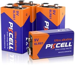 9V Batteries 9V 6LR61 Battery 9 Volt Battery Alkaline Battery Disposable Batteries for Smoke Detector (4 Counts)