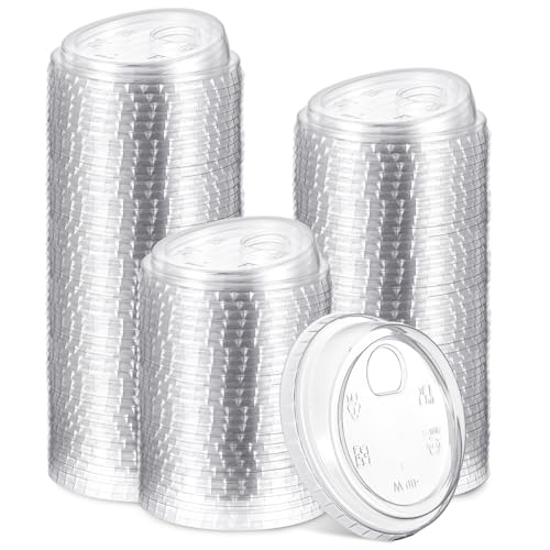 Ziliny 100 Count 90mm Strawless Sipper Lids, Clear PET Lids for Plastic Cup Disposable Cover for 12oz, 16oz, 20oz, 24oz Cold Brew, coffee, beer, cocktail, wine or Beverage Cups