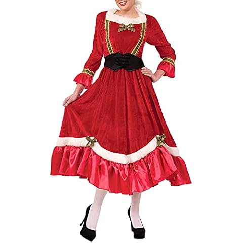 Xsylife Women 's Mrs Santa Claus Long Sleeve Cosplay Costume Christmas Fancy Dress Outfits (Red, X-Large) Cover