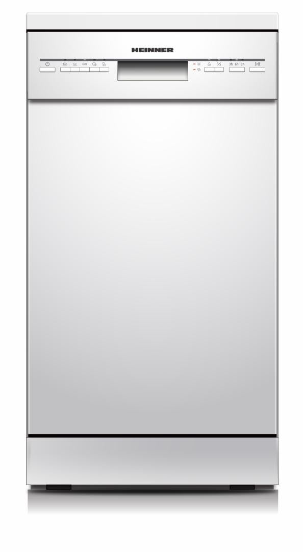 HDW-FSM45510WE++ Geschirrspüler – 10 Maßgedecke – Energieklasse E – 5 Programme – Halbbeladung – Startzeitvorwahl – AquaStop – 45 cm