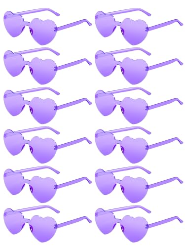 AGGKKY 12 Pairs Heart Shaped Sunglasses for Women Colorful Glasses Fun Trendy Transparent Heart Sunglasses Party Favor