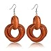 Produktbild MYhose Frauen Einfache Wildholz Ohrringe Mode Dame Charmante Persönlichkeit Holzanhänger Lange Runde Spiral Ohrring Schmuck Neue Ohrringe Kette Wein Rot