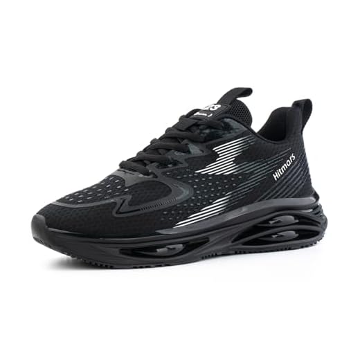 Hitmars Baskets Homme Chaussures de Sport Coussin d'air Sneakers Chaussures de Course Légères Chaussures de Running Respirantes Chaussures de Marche Fitness Jogging Outdoor Gym Noir-Blanc EU 41