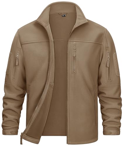 KEFITEVD Fleece Jacket Men Winter Full Zip Casual Jacket