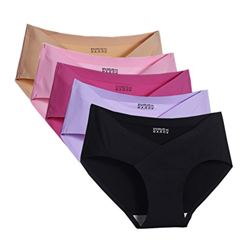 Women Silk Underwear Seamless Low Waist Briefs Maternity Panties Pregnant Pantie Mother 5- Packs