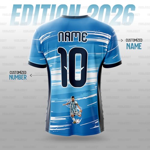 Image of YOURJERSEY Football World Cup 2026 Football Jersey All Team Jersey Custom Name & Number Print | Fan Personalised T-Shirt Sizes for Kids 2Y to Adults 4XL