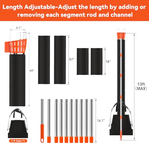 JAMIZY Fruit Picker with Integrated Funnel and Automatic Storage,fruit picker pole with 13ft Adjustable Telescopic Pole,5.1"" Diameter basket Suitable for Most Fruit Picking, Orange, DS01-ZGQB-001-KY by JAMIZY - Image 5