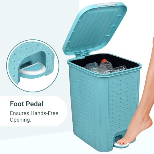 Image of FLAIR Ultra Home Pedal Trash Bin - 8L Medium Dustbin with Inner & Lid | Unbreakable Plastic, Odor Control, Lightweight | Non Garbage Smell | Perfect for Bathroom, Kitchen & Office (Sky Blue)